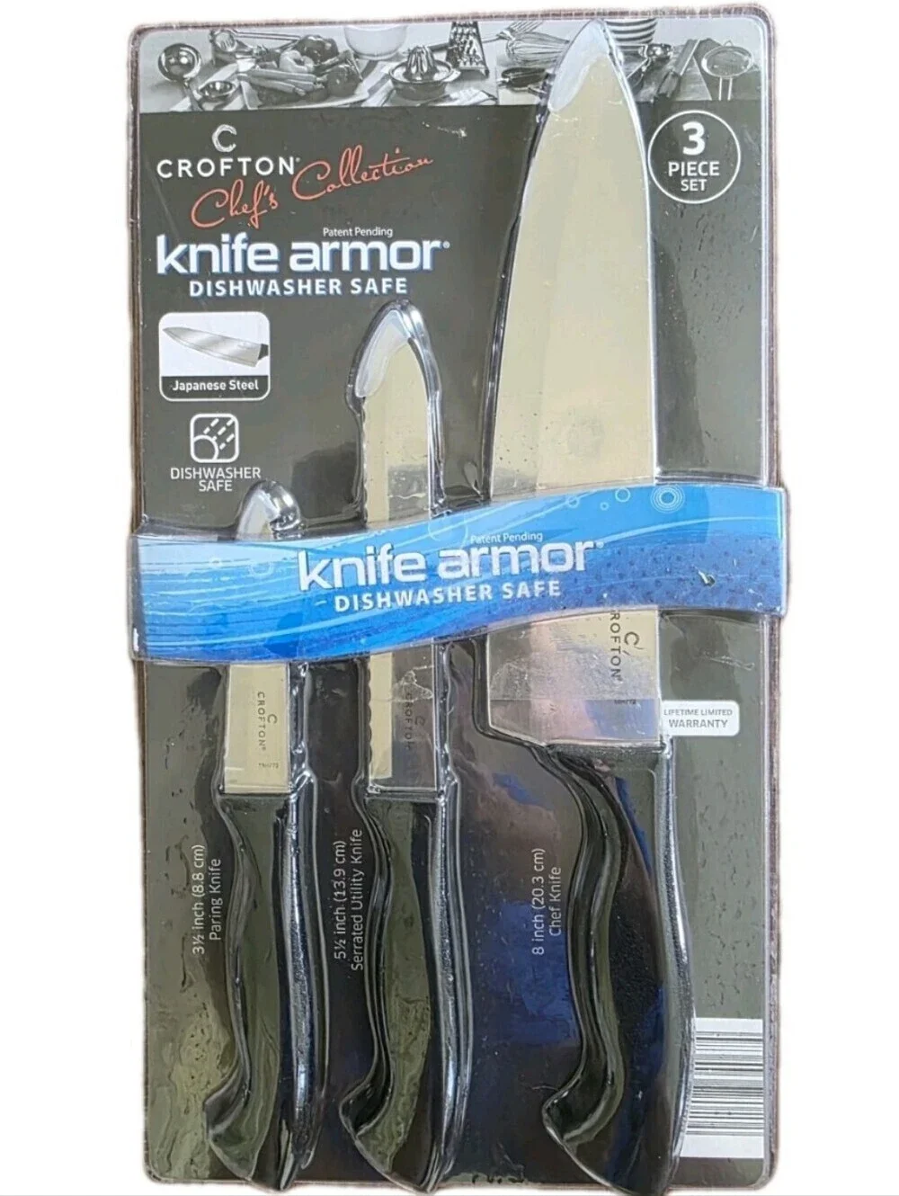 Crofton Chefs Collection Knifes 3 piece set Japanese Steel Cutlery Gift Cutting